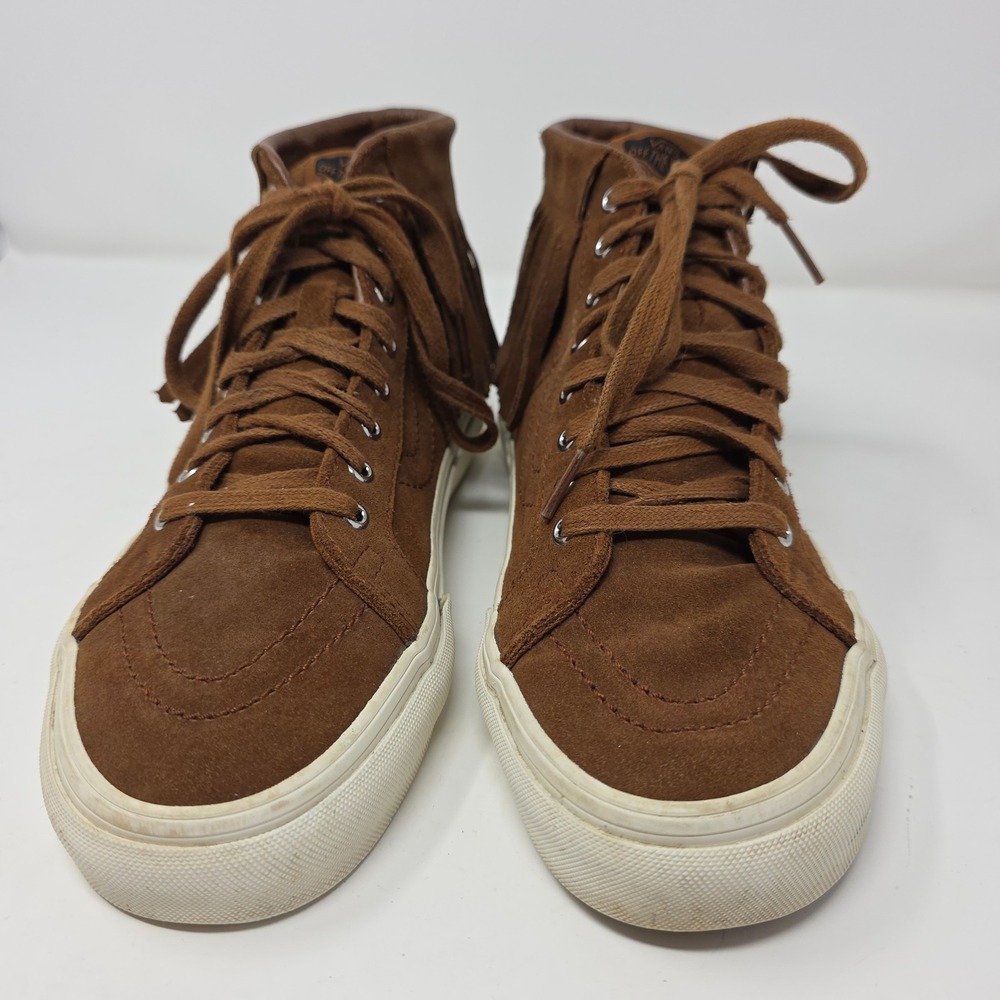 Vans Sk8 Hi Moc Womens 9 Mens 7.5 Brown Suede Fringe High Top Skateboard Shoes - Picture 2 of 9